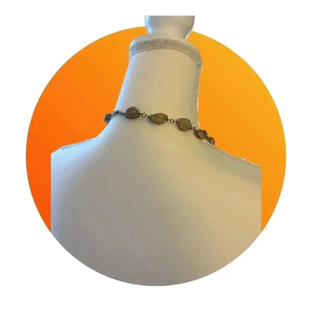 Handmade Honey Quartz & Bronze Pendant‎ Necklace Gold Women's Jewelry - Picture 2 of 2